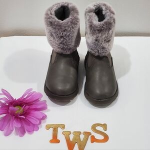 Kids Brown Boots with Faux‎ Fur